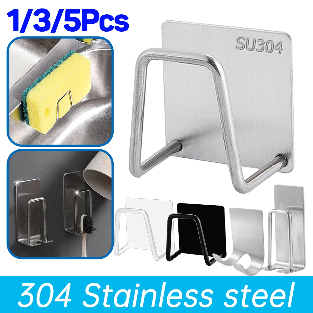 1/3/5Pcs Küche Waschbecken Schwamm Halter Edelstahl Selbst Klebe Regal Schwamm Drain Rack Zahnbürste Rasiermesser halter Organisatoren