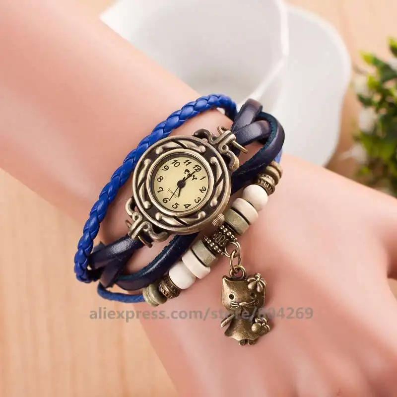 dark blue Модная подвеска в виде совы с часами, подарок, Повседневное платье, женские часы-браслет, Женские винтажные наручные часы sb19080701 - Цвет: dark blue