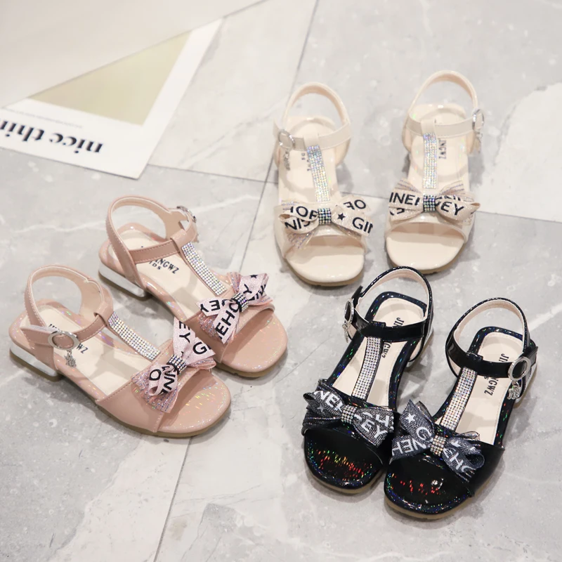 CYSINCOS Girls Princess Sandals 2020 Spring Summer Children Bow Soft Bottom Sandals Non-slip Sandals Wild Party Shoes For Kids
