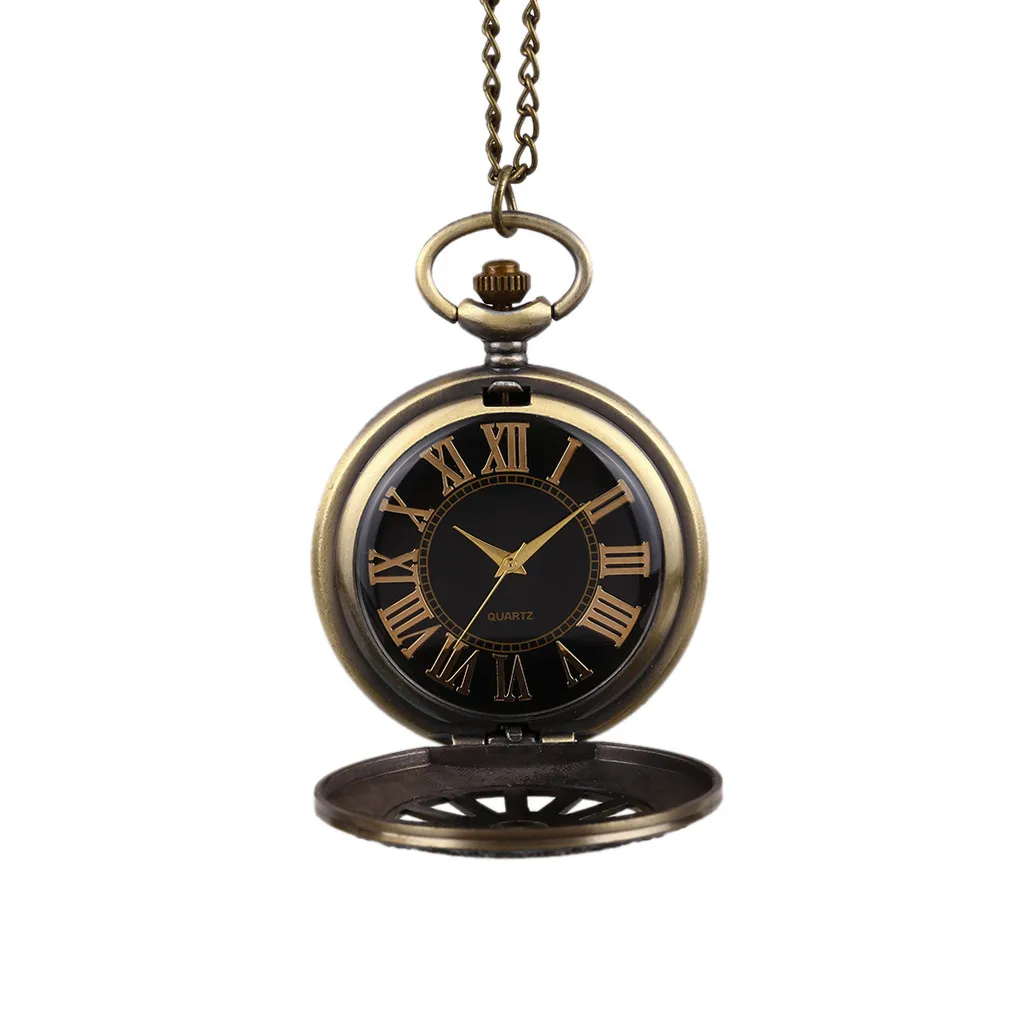

Vintage Gold Transparent Pocket Watch Hand Winding Pocket Watch Clock Men Gift Jewelry reloj de bolsillo relogio de bolso