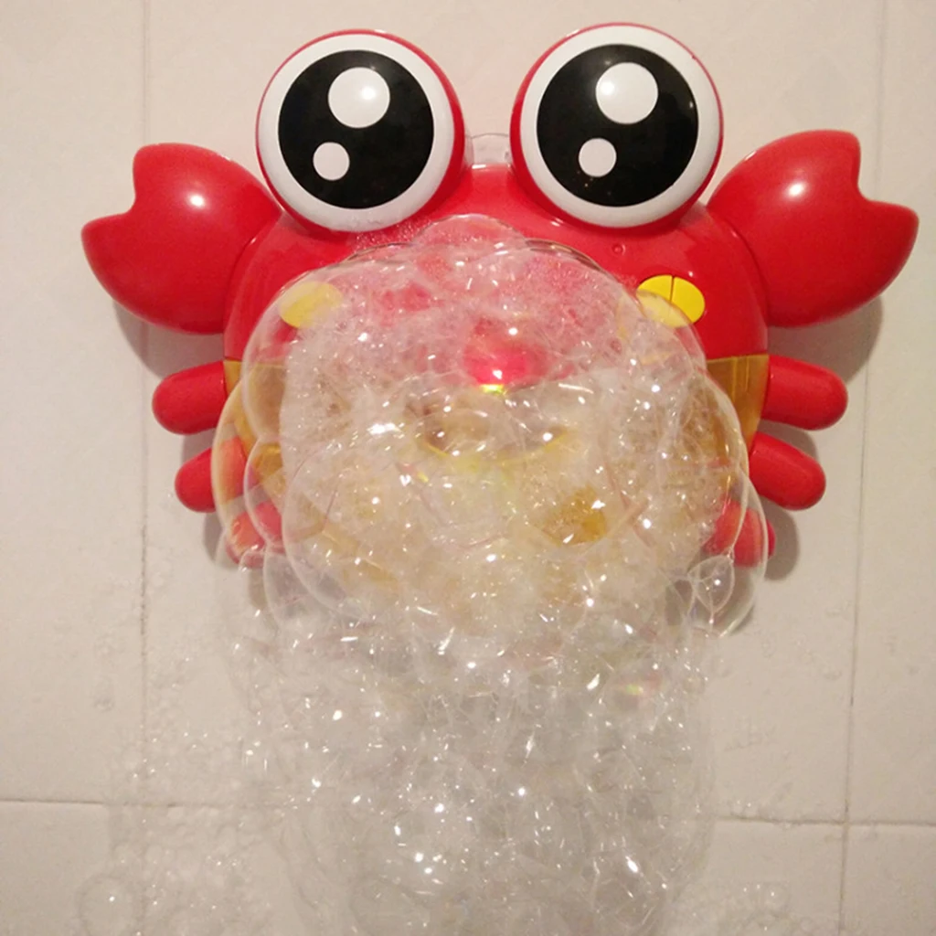 , Adorable Crab Automatic Bubbles Blower Kids Toddlers Swiming Bathing Water Toy with Music & Sucker