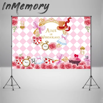 

alice no pais das maravilhas Background Pink fondos fotograficos vinilo Studio Kids 1st Birthday Photography banner backdrops