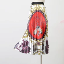 Плиссированная юбка, осенняя Новая женская юбка с диким принтом и высокой талией