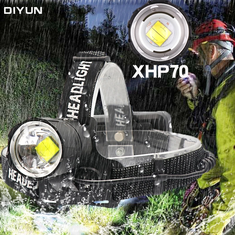Самый мощный 80000LM XHP70.2 светодиодный налобный фонарь для фар zoom фонарик на голову COB фонарик для наружного использования 3*18650 батареи