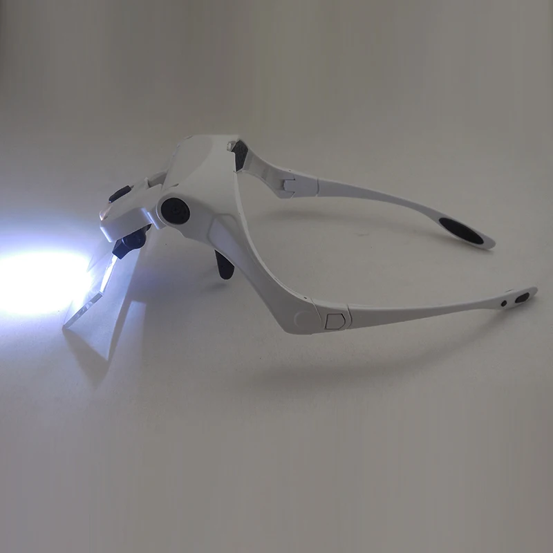 LED Lighted Glasses Magnifier Helmet Headband Magnifying Glass 5 Pieces Lenses Tool for Watch Clock Repairing Dental Eyelash