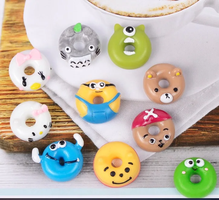 

Donuts Resin Charms Cartoon Character Charm DIY Accessories For Cake Mobile Phone Shell Decoration Simulation Toy Resin Charms