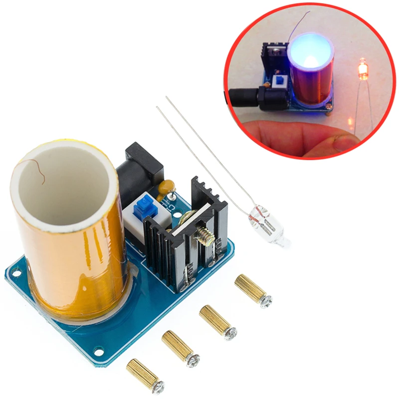 BD243 Mini Tesla Coil Kit Magic Props DIY Parts Empty Lights Technology Diy Electronics BD243C | Электронные компоненты и