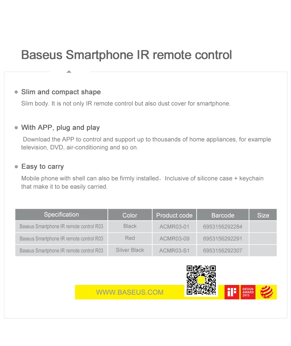 Baseus, универсальный пульт дистанционного управления, смарт-ТВ контроллер, адаптер для кондиционера, ТВ СТБ пульт дистанционного управления для телефона huawei Xiaomi