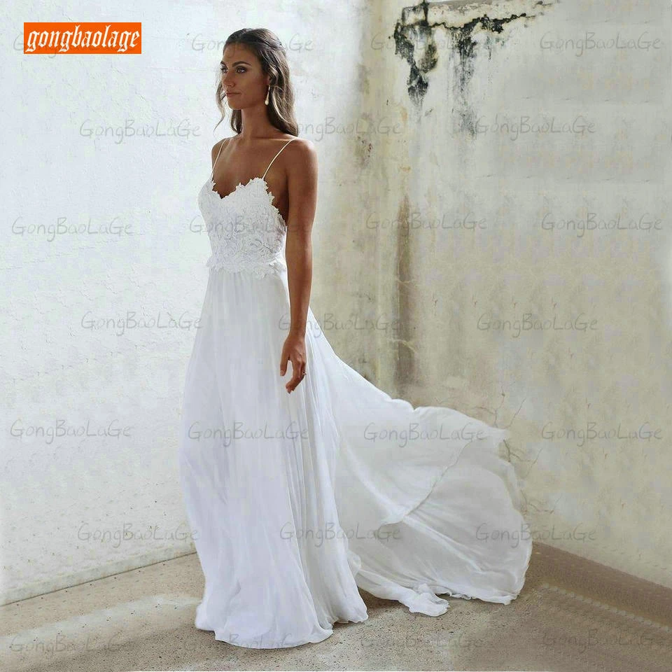 bohemian cream wedding dress