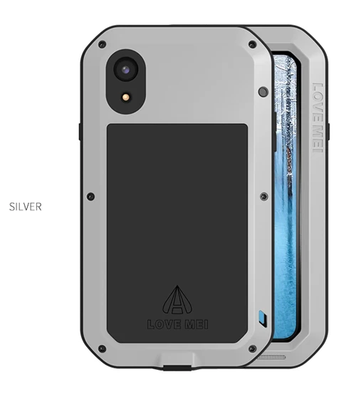 Водонепроницаемый чехол для телефона LOVE MEI для Apple iPhone X XS MAX XR ударопрочный защитный чехол для всего тела XS MAX+ экран Gorilla glass - Цвет: silver case