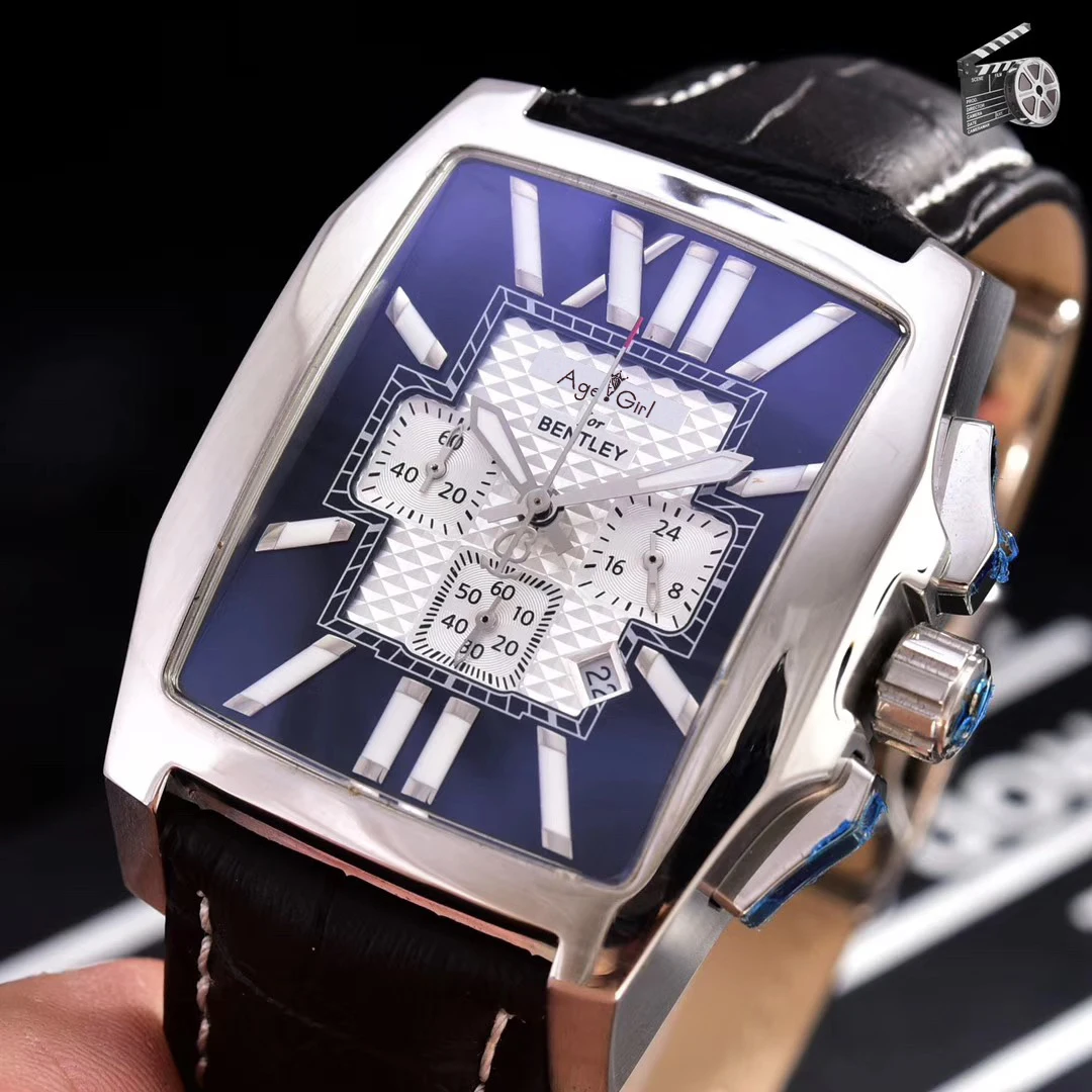 

Luxury Brand New Quartz Chronograph Men Watch Stopwatch Sapphire Crystal Japanese OS Movement Black Leather Sport Watches AAA+