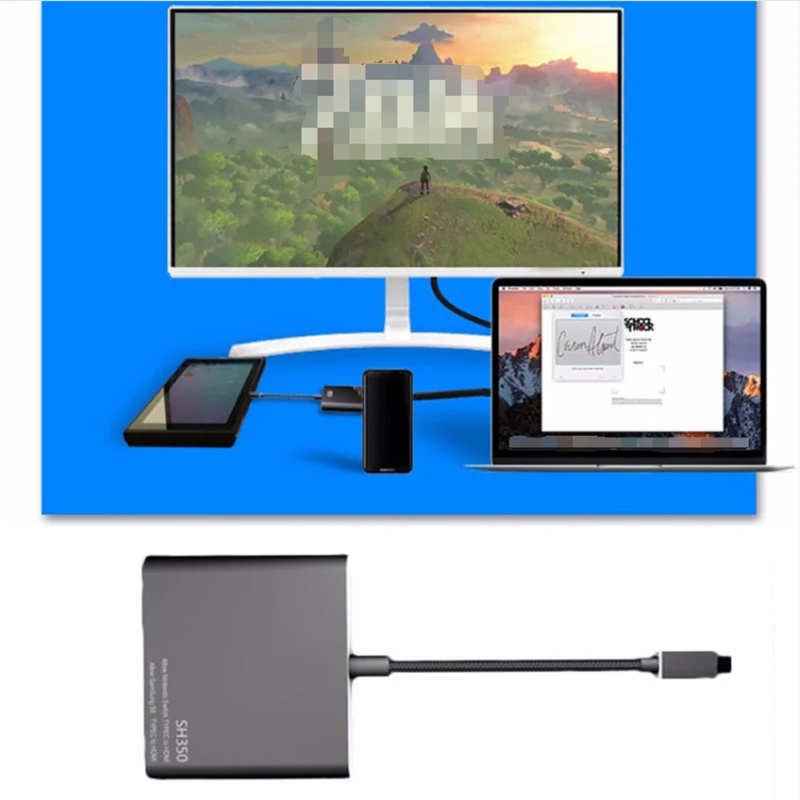 EDAL HDMI тип-c преобразователь для ТВ-адаптера БАЗА для nintendo SH350 переключатель CH type C к HDMI/type C/USB 3,0