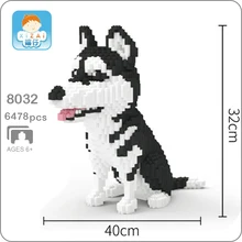 Xizai 8032 мультяшная собака сибирская Хаски животное 3D модель DIY мини микро строительные блоки кирпичи сборная игрушка 32 см высота без коробки