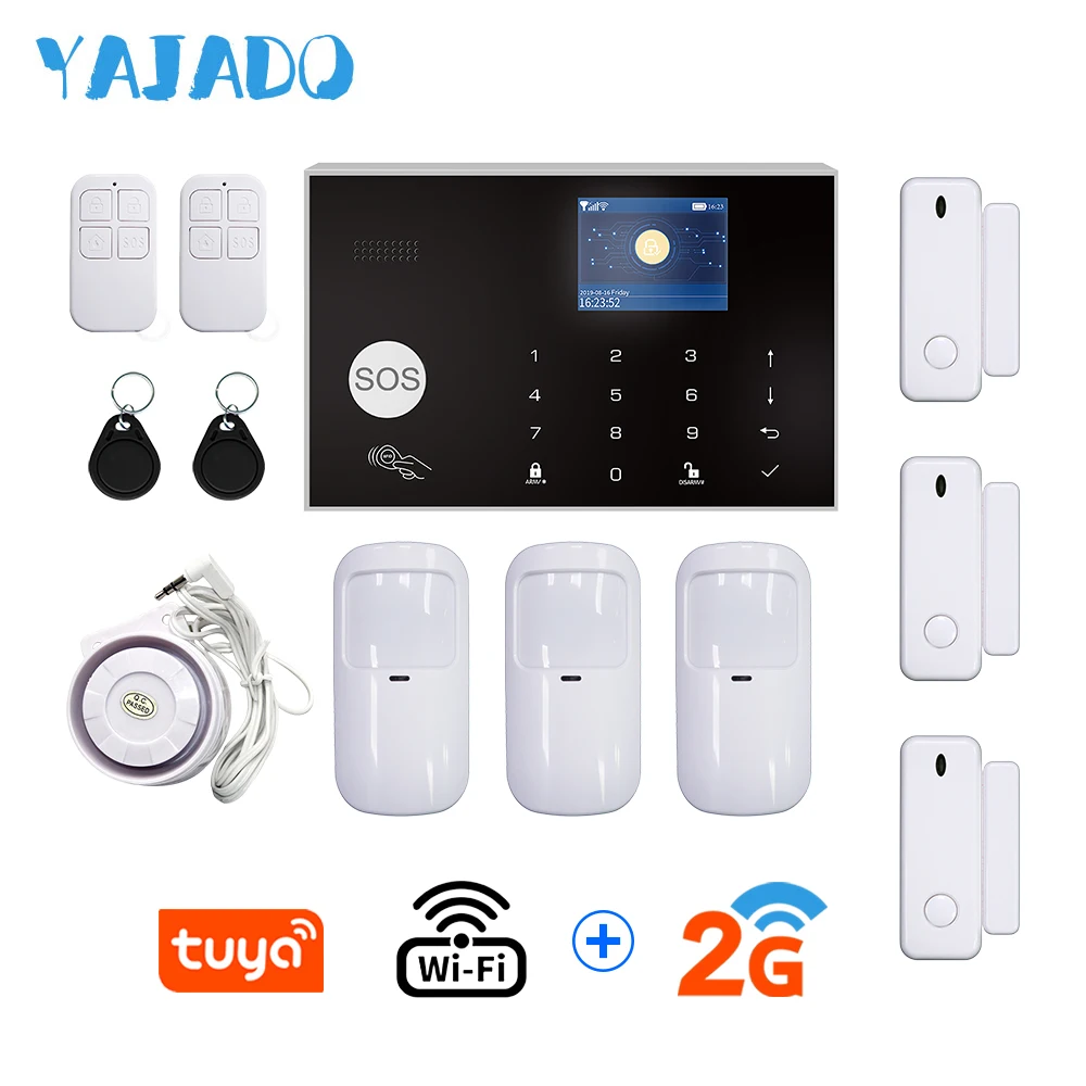 YAJADO Tuya WiFi GSM сигнализация комплект домашней охранной сигнализации с 433 МГц