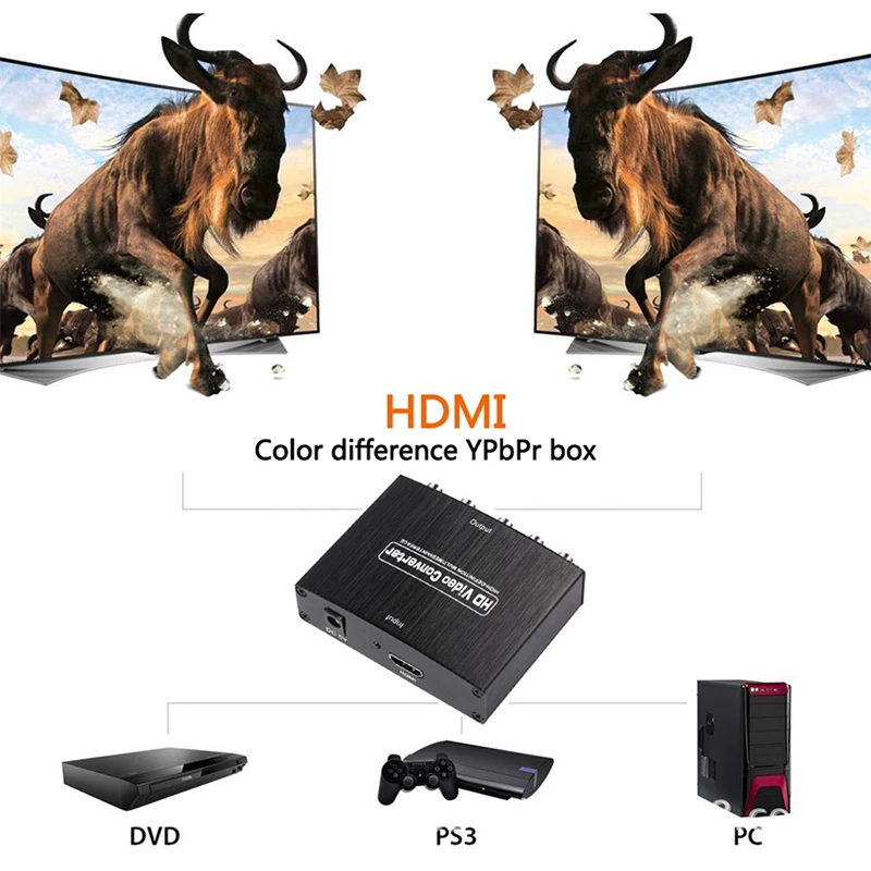 1080P HDMI к 5RCA RGB 4K компонентный YPbPr видео и R/L аудио адаптер конвертер HD tv