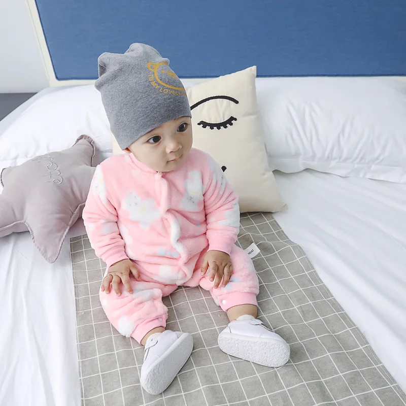 Autumn & Winter Newborn Baby Clothes Dinosaur Print Baby Boy Romper Warm Infant Baby Boy Girl Soft Fleece Jumpsuit Pajamas Baby Bodysuits for boy