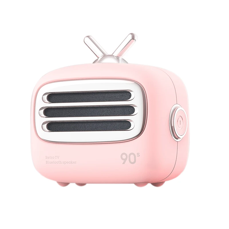 Retro Bluetooth Speaker Vintage Mini Bluetooth Speaker Nostalgic Heavy Bass 3D Stereo Surround Hifi Sound Effects Tf Usb Aux - Цвет: Pink