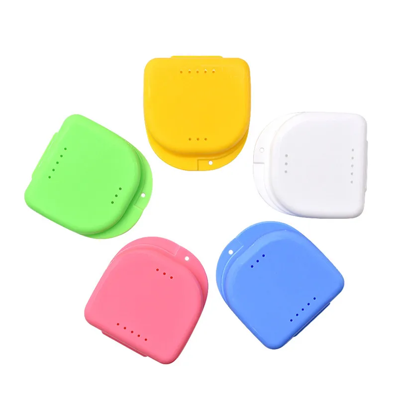 50pcs/lot Dental Plastic Denture Box Orthodontic Retainer Tray Box Case  Teeth Container False Teeth Protective Case