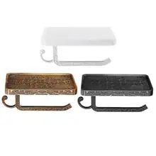 Antique Bronze Carving Toilet Roll Paper Rack Bathroom Shelves With Phone Shelf Wall Mounted Bathroom Paper Holder