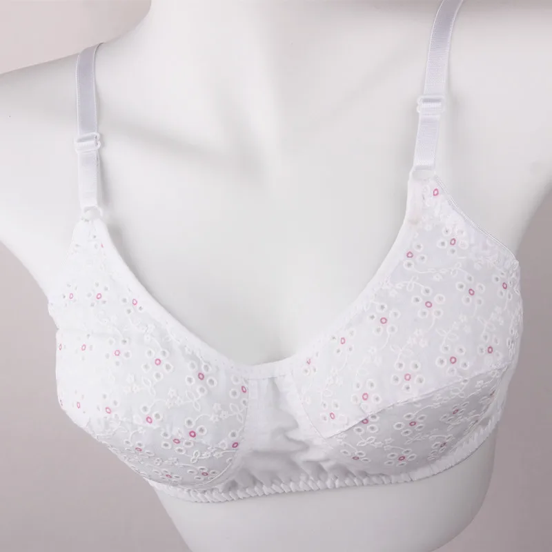 3Pcs/lot Bra underwear puberty soft cotton brassiere mother No rims women girl classic bralette big bust cotton-lined bh C11 4