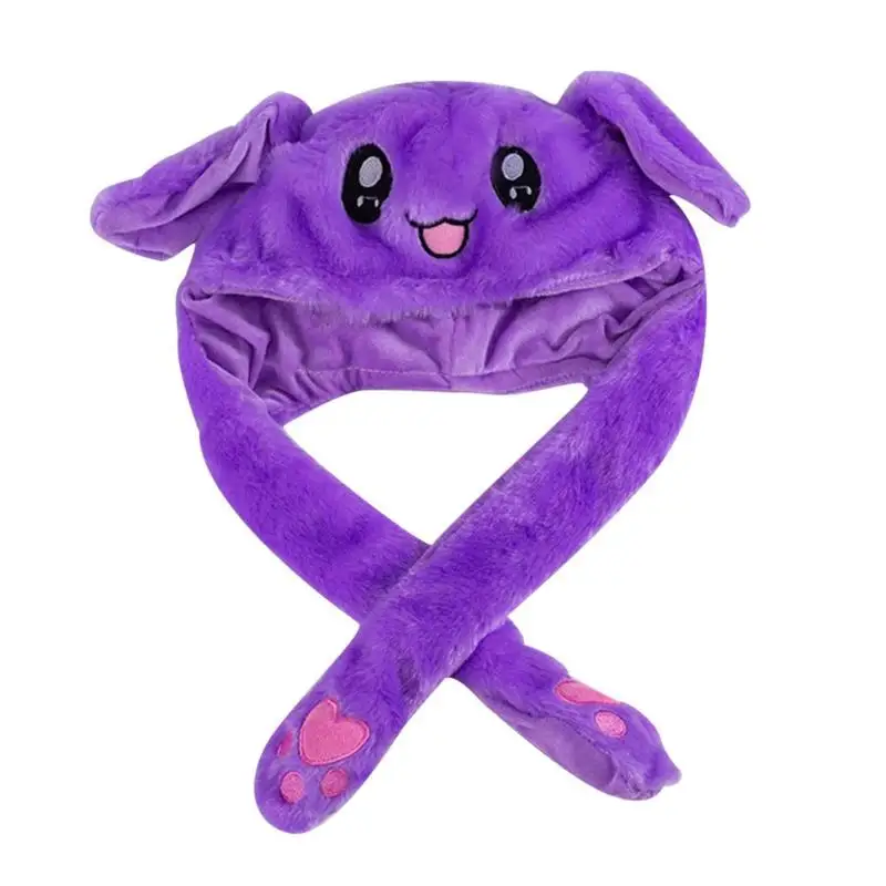 Забавный плюшевый кролик с ушами шляпа подушка безопасности игрушка шляпа зажимать вверх вниз движущиеся уши светящиеся игрушки для игр аксессуары для косплея детский подарок - Цвет: K
