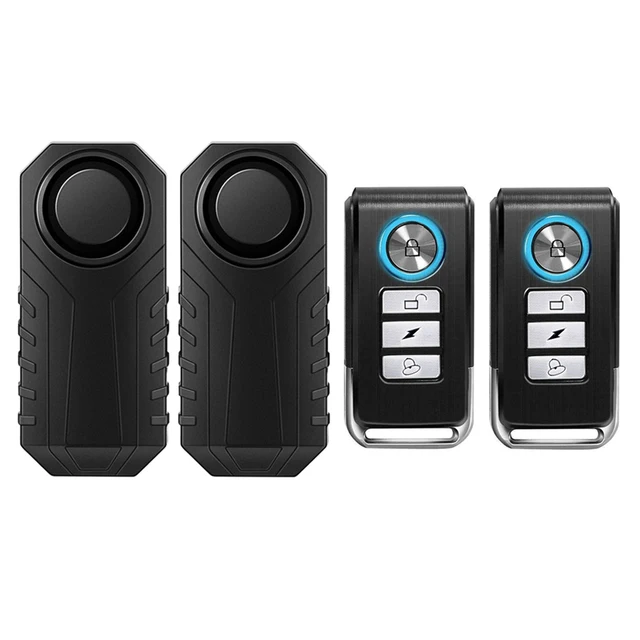 Elecpow Remote Control Bike Alarm Waterproof Motorcycle Electric Bicycle Security 113dB Anti Lost Vibration Warning Alarm Sensor 2PCS Black Alarm