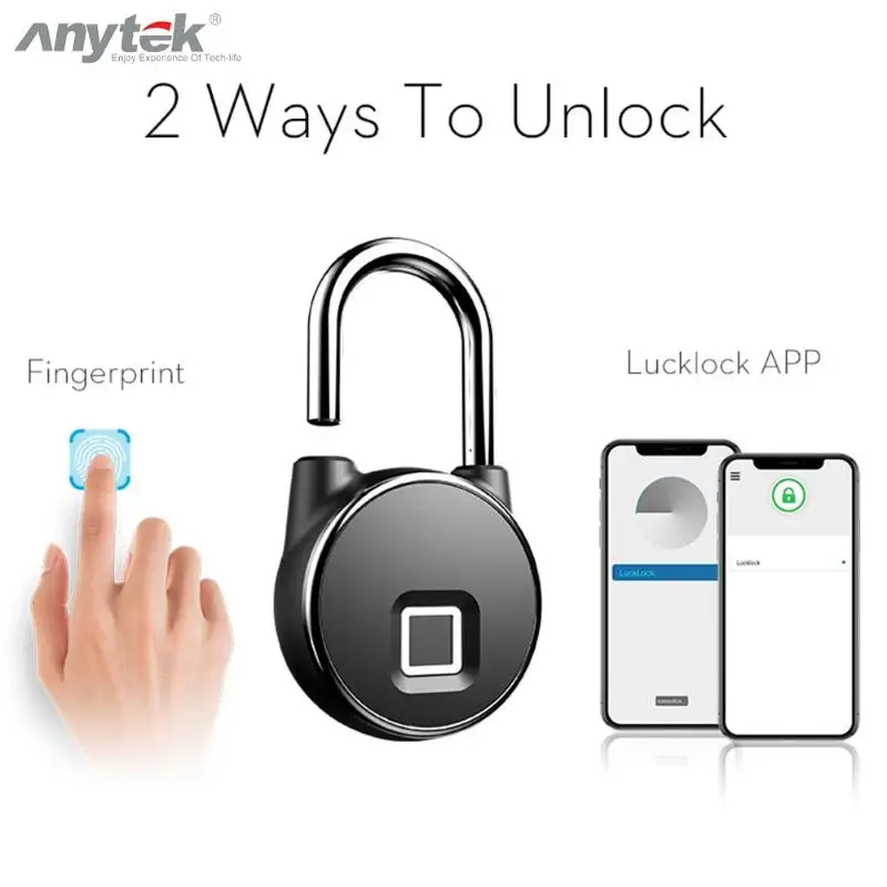 Anytek P22+ USB bluetooth Smart Keyless замок отпечатков пальцев IP66 водонепроницаемый Противоугонный замок для безопасности двери для Android iOS