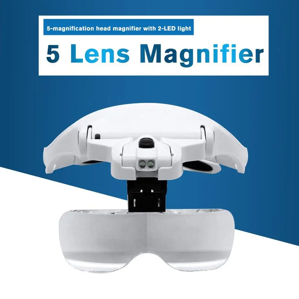 Eyelash Extension 5 Lens Adjustable Headband Magnifying Glass Magnifier