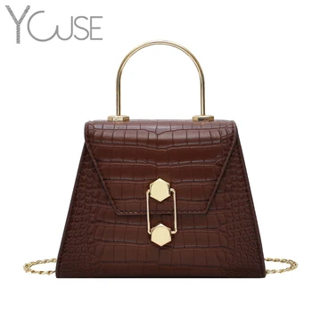 

Stone Pattern PU Leather crocodile Crossbody Bags For Women 2020 Small Cross Body Bag With Metal Handle Lady Shoulder Bag Luxury