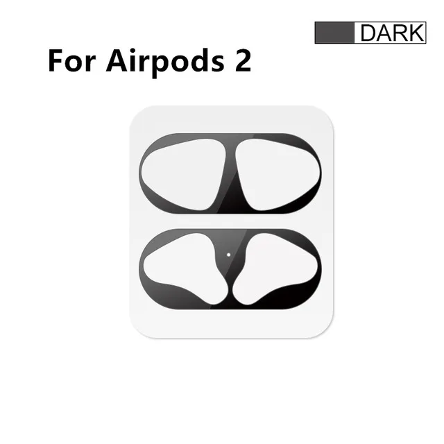 black for airpods 2 Металлическая Пыль Защита для Airpods стикер Apple аксессуары для кожи чехол зарядка защитная коробка для Airpods 2 Air Pods Airpods2 наклейка - Цвет: black for airpods 2