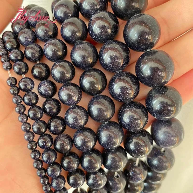 4/6/8/10/12mm Round Beads Ball Blue Sandstone Smooth Stone For DIY Necklace Bracelats Jewelry Making 15&quot Free Shipping | Украшения и