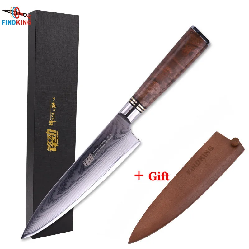 

kitchen knife set 8 inch Damascus chef knives with wooden sheath 67 layers VG10 damascus steel Blade Sapele wood handle cutter