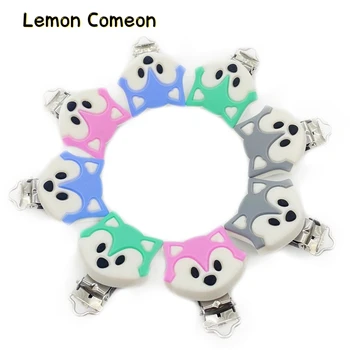 

50Pcs Wholesale Baby Silicone Pacifier Clip Holder Fox Silicone Chewable Soother Holder Metal Clips For Baby Teeth Gifts