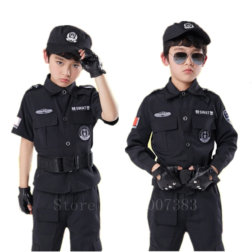 

Policemen Children Military Party Police Army Uniform Girl Boy Fancy Halloween Party Cosplay Costume Kids Roleplay Clothes Set