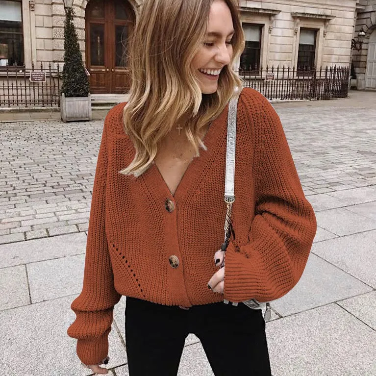 Вязаные топы размера плюс в винтажном стиле с рукавами-фонариками однотонный