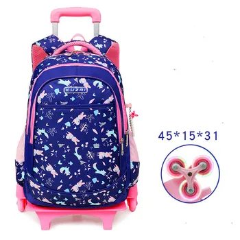 

Children Trolley school Backpack Fashion Cartoon princess Wheeled School Bag Girls Detachable Backpack kids schoolbags mochila