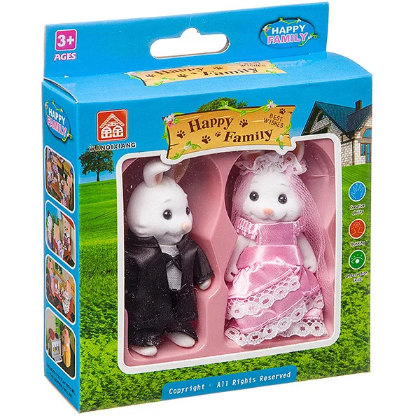 Game set happy family figures of little animals, 2 bunnies|Action Figures|  - AliExpress