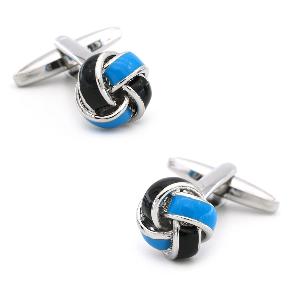 

Classic Cuff Links For Men Metal Knot Design Quality Brass Material Black & Blue Color Cufflinks Wholesale&retail