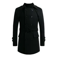 Британский джентльмен стиль Мужские chaquetas новые зимние модные теплые снежинки ветровка пальто пояс чистое пальто campera hombre