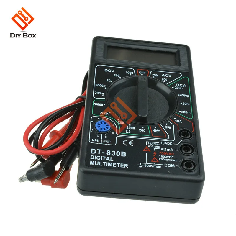 DT830B мультиметр Цифровой дисплей Электрический ручной тестер метр Вольт Ампер Ом тестер метр ЖК-дисплей цифровой дисплей с кабелем зонд
