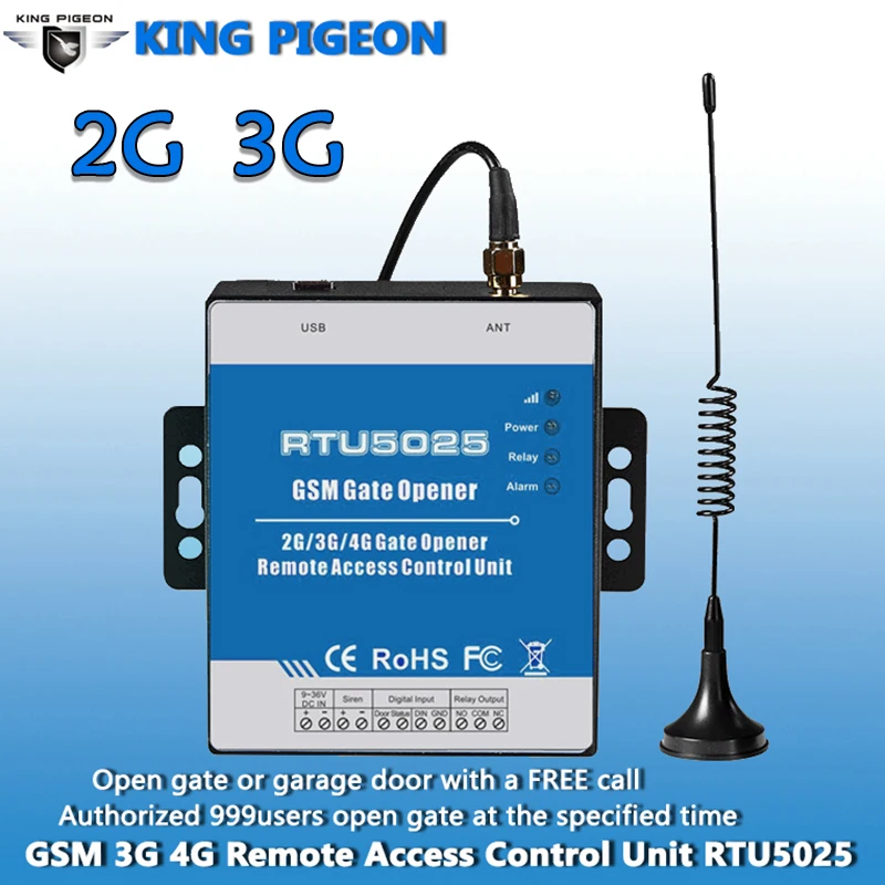 1X Door Opener Main Panel+1X Antenna+1X AC/DC Adapter 2G/3G GSM RTU5025 Wireless Mobile Phone Remote Control Gate