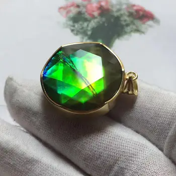 

B3205 Fine Jewelry Canada Origin 925 Sterling Silver Nature Ammonite Gems Ammolite Gemstones Unisex Pendants Necklaces