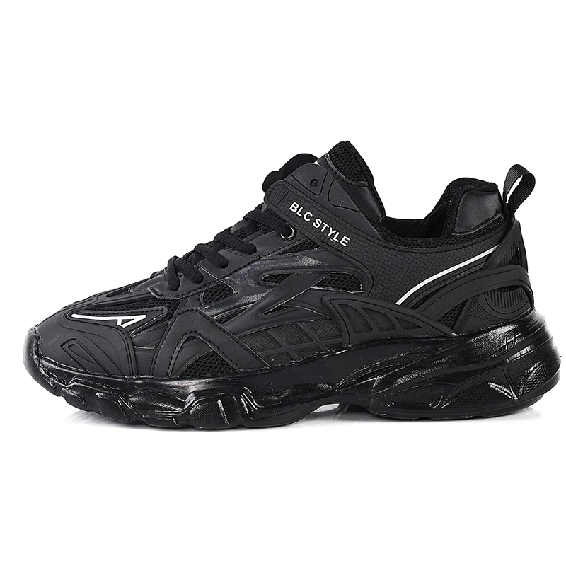 JUNSRM/повседневная кожаная обувь; парные кроссовки на платформе в стиле ретро для папы; мужские теннисные кроссовки; мужские Нескользящие прогулочные туфли; zapatos hombre - Цвет: black 920