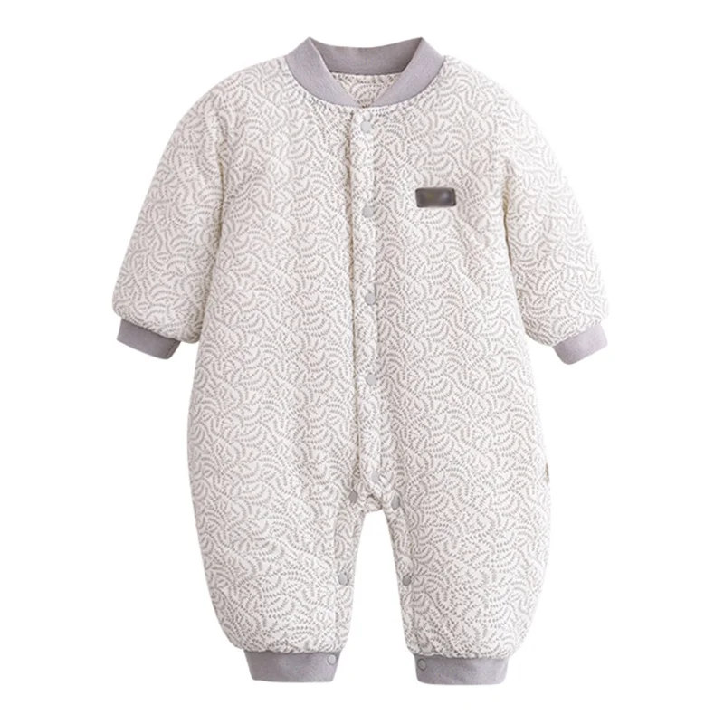 C Winter Warm Cotton Baby Bodysuit Boys Girls Long Sleeve Cartoon Animal Print Bodysuit 0-9M - Цвет: C