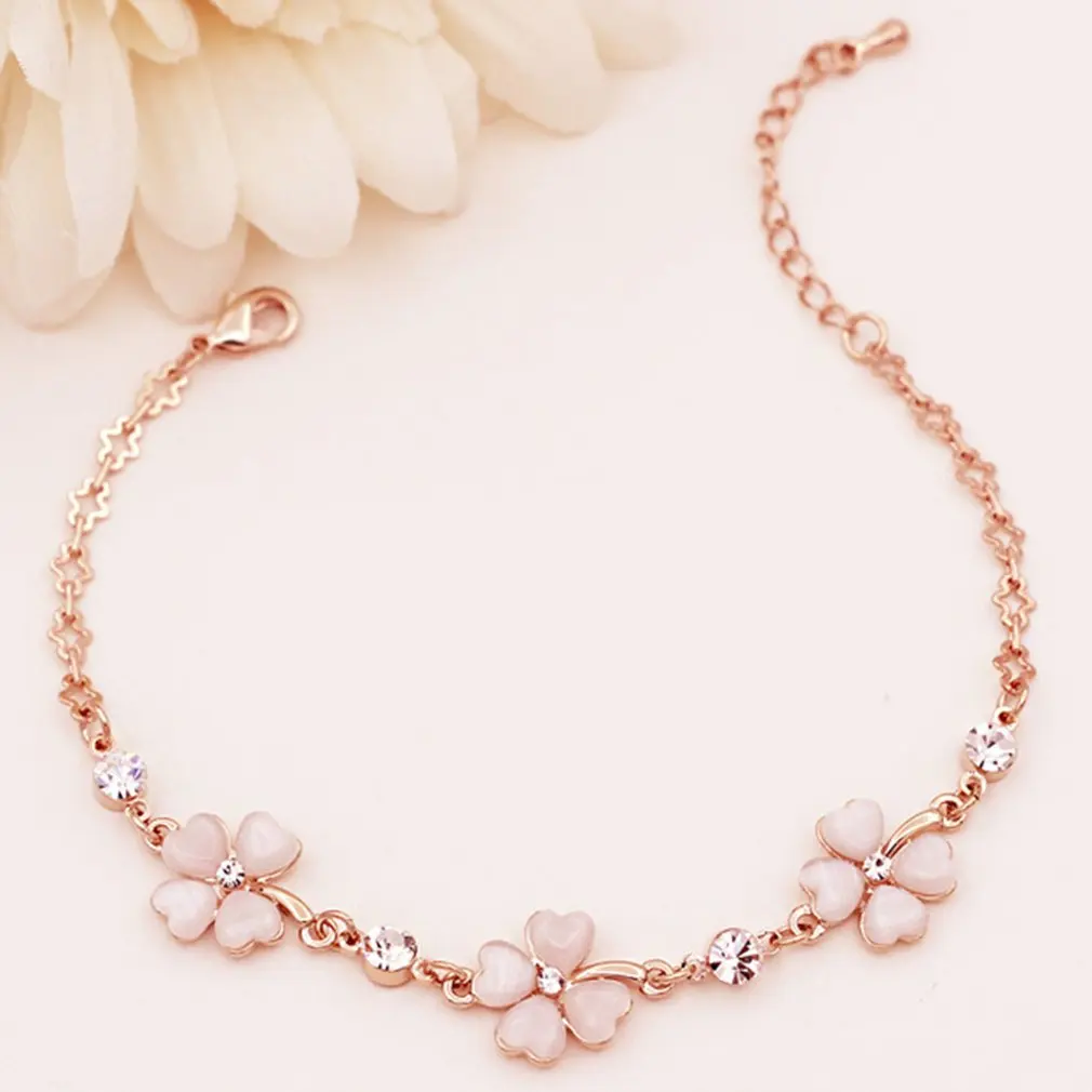 Модная цепочка на руку, блестящие стразы, браслет на цепочке с клевером, украшения для женщин, вечерние, свадебные украшения