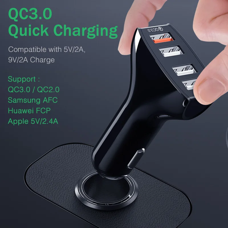 Автомобильное зарядное устройство YKZ Quick Charge QC 3 0 автомобильное 4 порта быстрое