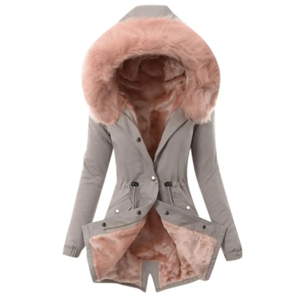 Зимнее женское пальто с капюшоном, меховой воротник, толстая теплая куртка, женская верхняя одежда больших размеров, Прямая поставка