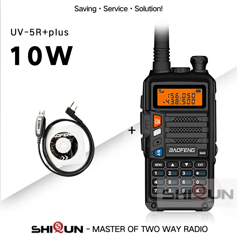 rechargeable walkie talkies 10W Walkie Talkie Long Range Baofeng UV-5R+Plus Radio for Hunting 10 km Upgrade of UV-5R UV-10R Ham Radio 10KM UHF/VHF Tri Bands best 2 way radios Walkie Talkie