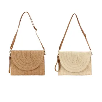

Women Straw Handbag Clutch Shoulder Bag Lady Crossbody Envelope Satchel Purse Bag New
