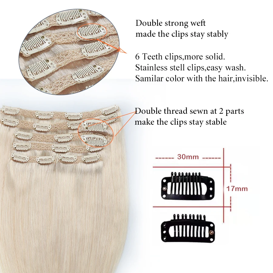 Sindra Indian Straight Remy Hair Clip In Human Hair Extensions Blonde Color #60 Full Sets 6Pcs/Set 100g 120G